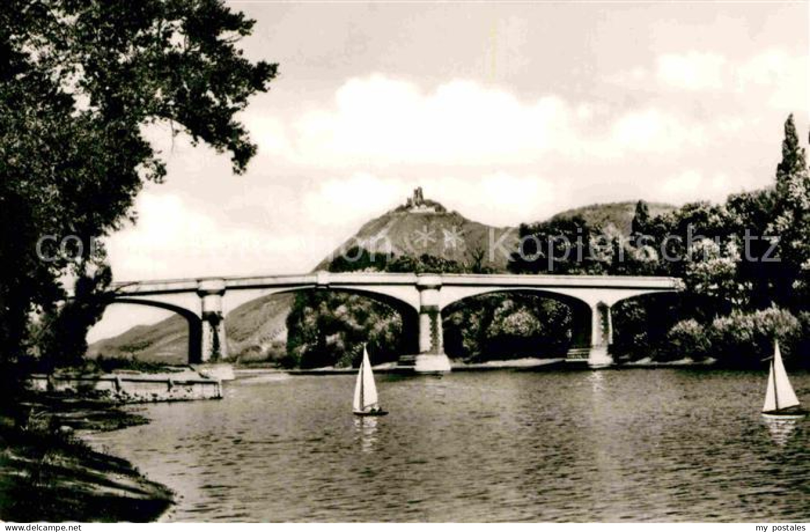 72842141 Bad Honnef Rhein Inselbruecke Honnef Grafenwerth Blick Auf Drachenfels  - Bad Honnef