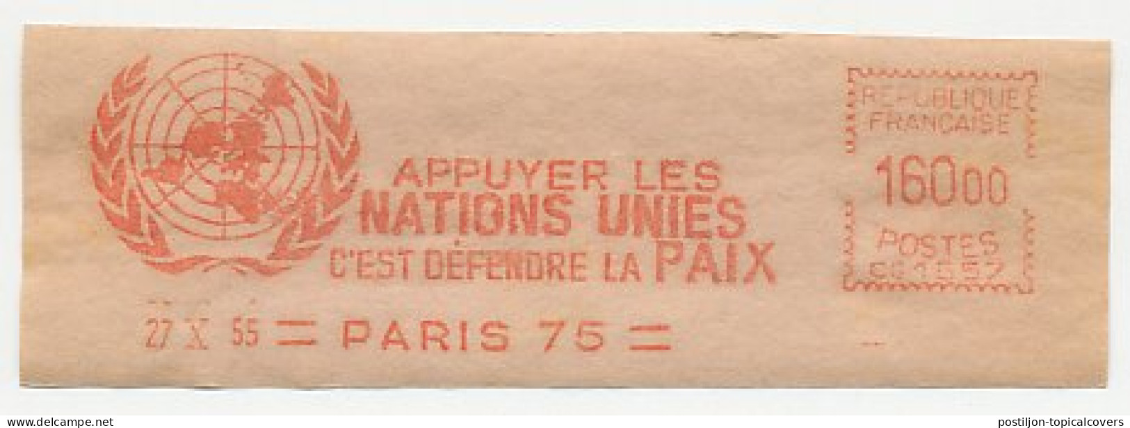 Meter Cut France 1955 To Support The United Nations Is To Defend Peace - ONU