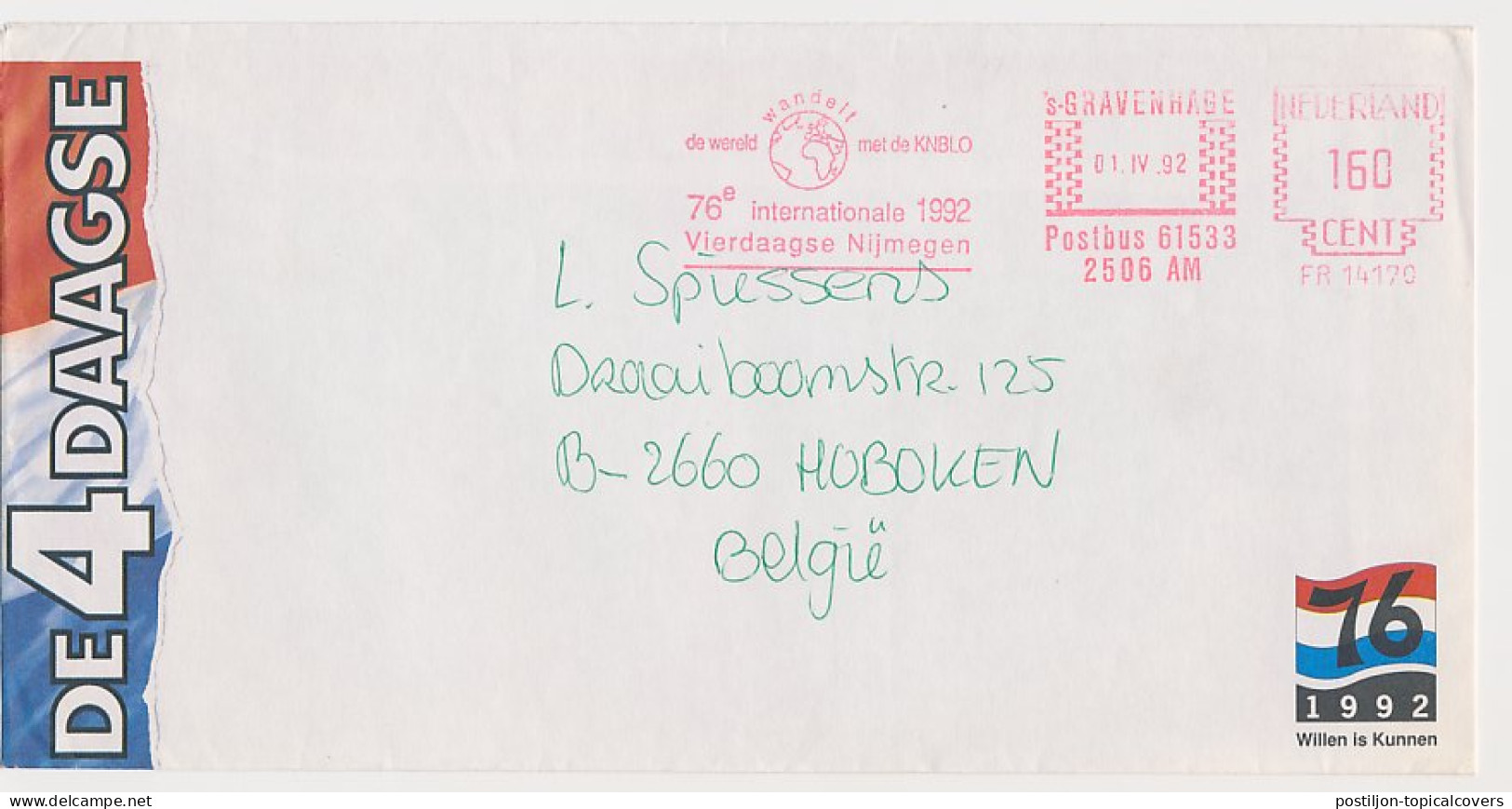 Meter Cover Netherlands 1992 76th International Four Days Marches Nijmegen - Other & Unclassified