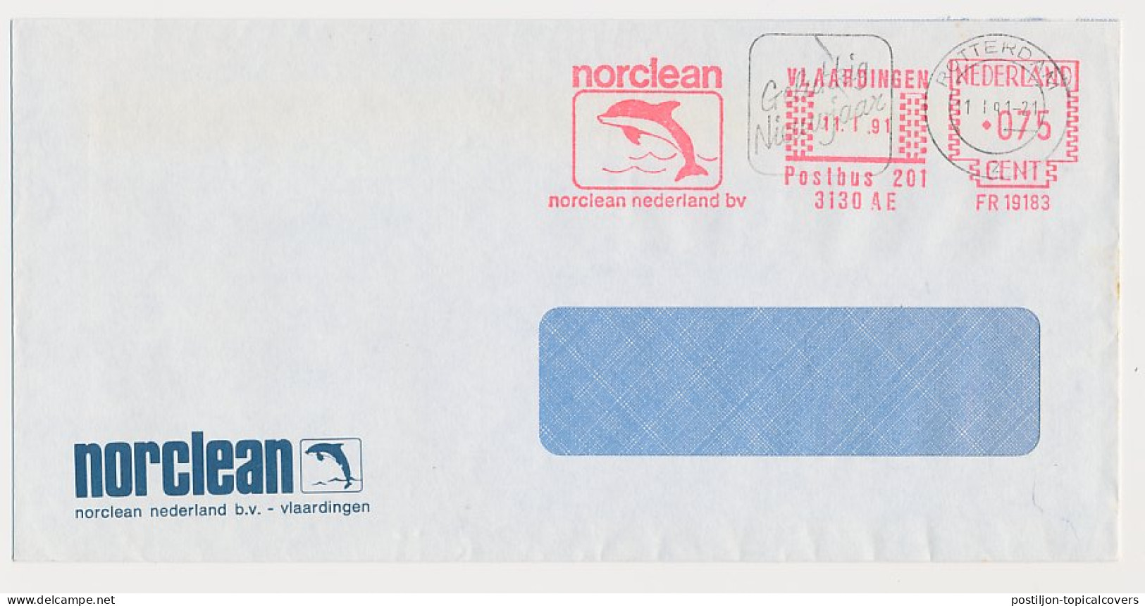 Meter Cover Netherlands 1991 Dolphin - Vlaardingen - Other & Unclassified