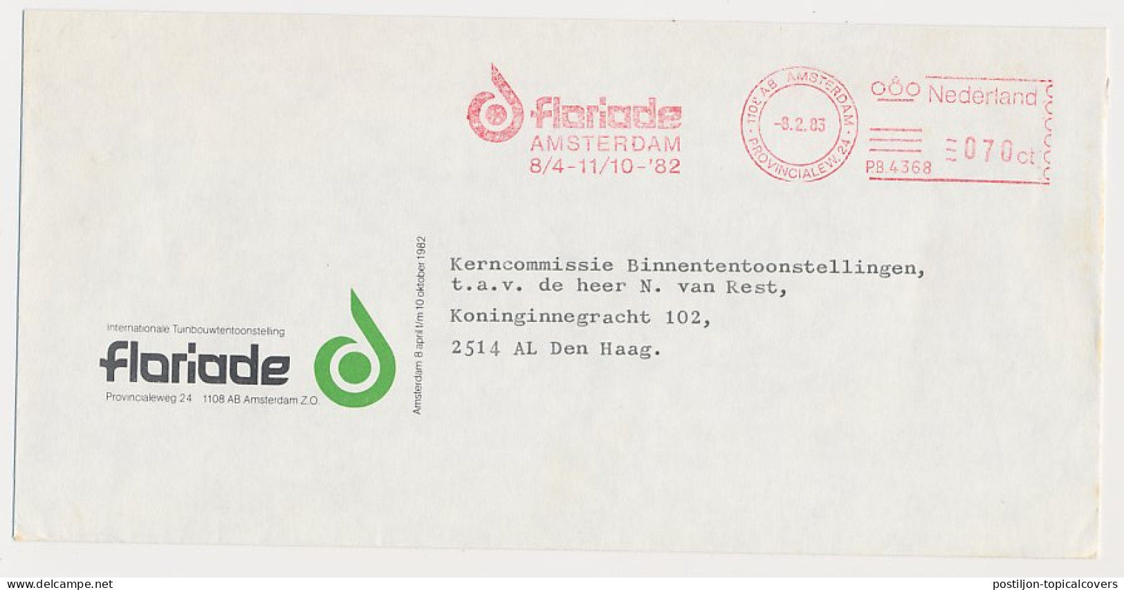 Meter Cover Netherlands 1983 Floriad Amsterdam 1982 - Sonstige & Ohne Zuordnung