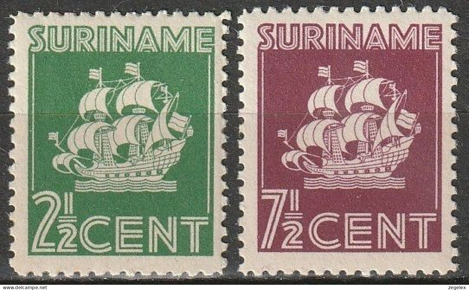 Suriname 1941 Scheepje, Ship, Indische Druk LT 13,25 Kleine Gaten NVPH 195 MH* - Suriname ... - 1975