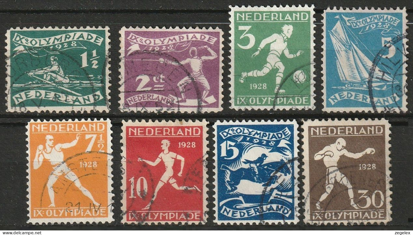 1928 Olympiade - Olympic Games Amsterdam 1928 NVPH 212-219 Complete - Rowing, Football, Boxing, Atheletics, Fencing - Gebraucht