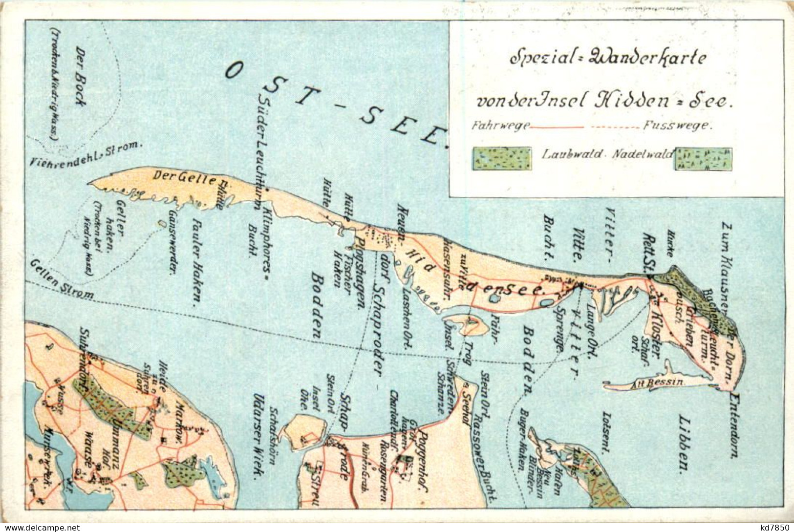 Hiddensee - Wanderkarte - Rückseite Hotel Zum Klausner - Hiddensee