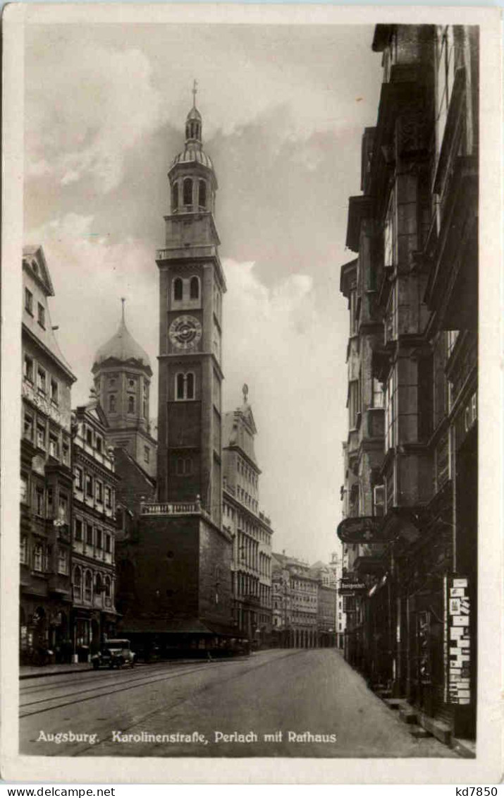 Augsburg, Karolinenstrasse, Perlach Mit Rathaus - Augsburg