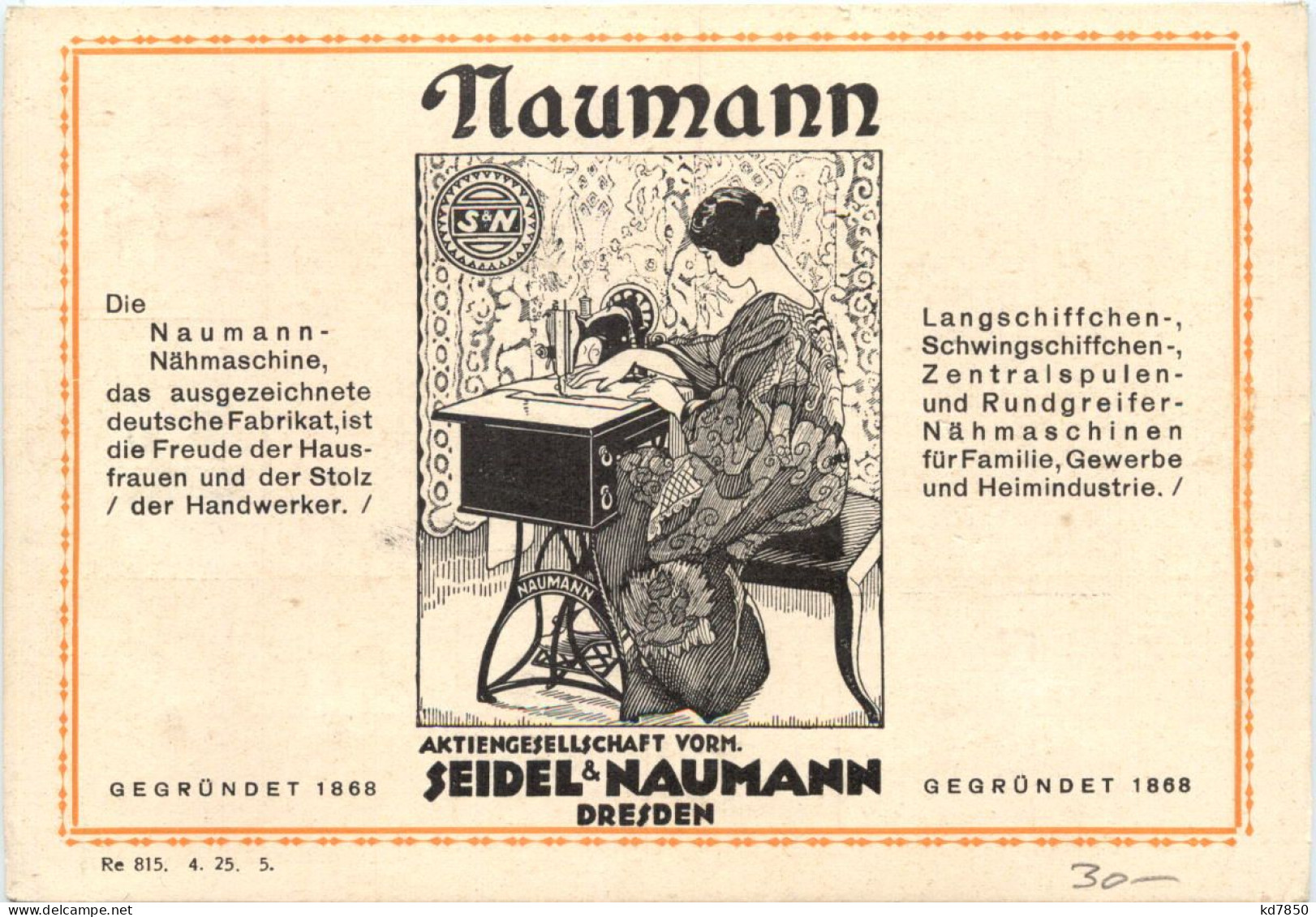 Meissen - Naumann Nähmaschinen Dresden - Litho - Meissen