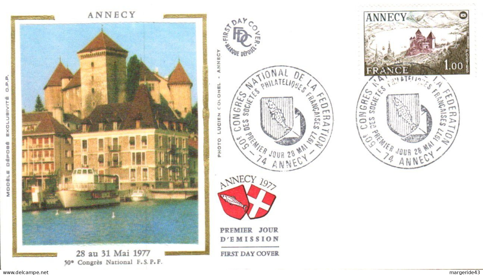 FDC 1977 CONGRES PHILA ANNECY - 1970-1979