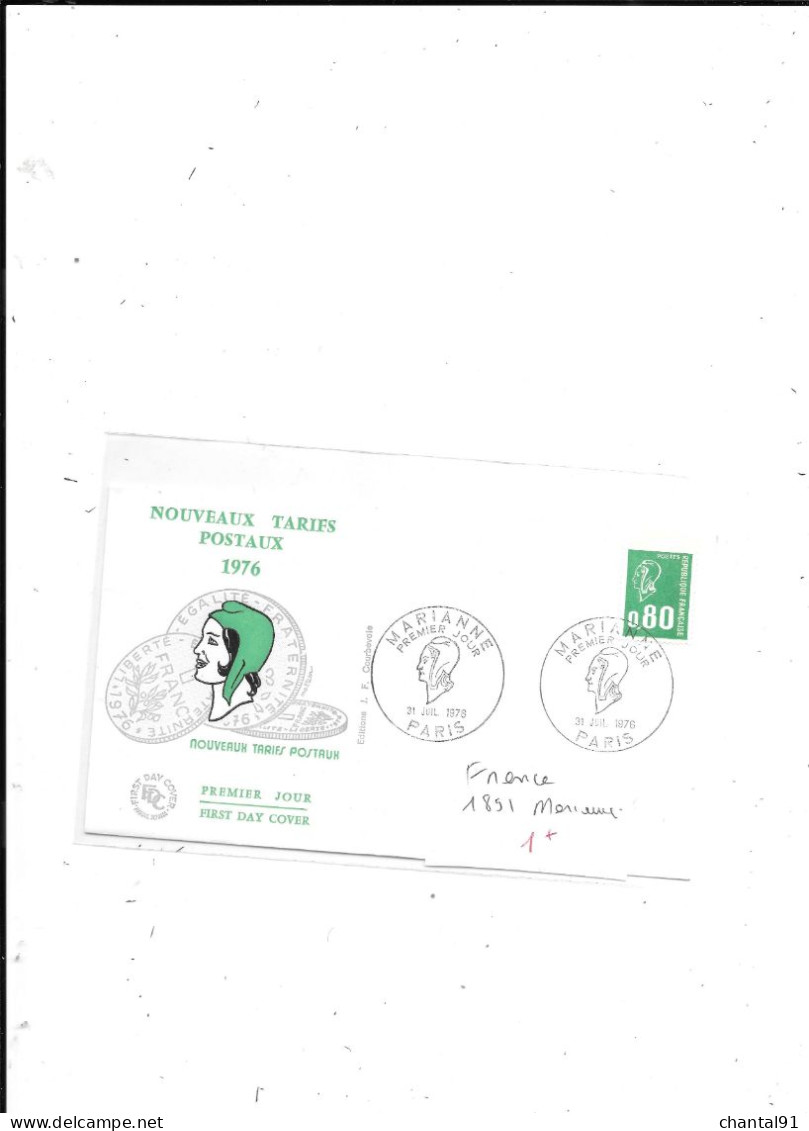 FRANCE FDC N° 1891 MARIANNE - 1970-1979