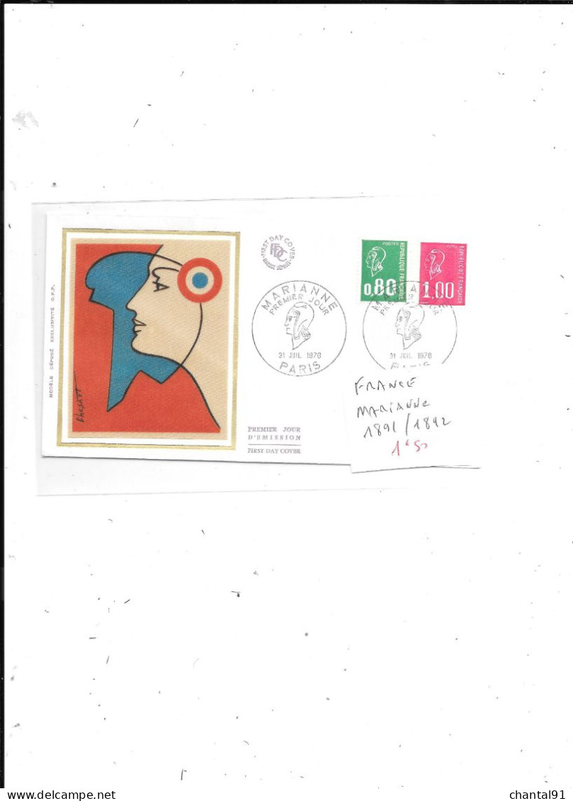 FRANCE FDC N° 1891/1892  MARIANNE - 1970-1979