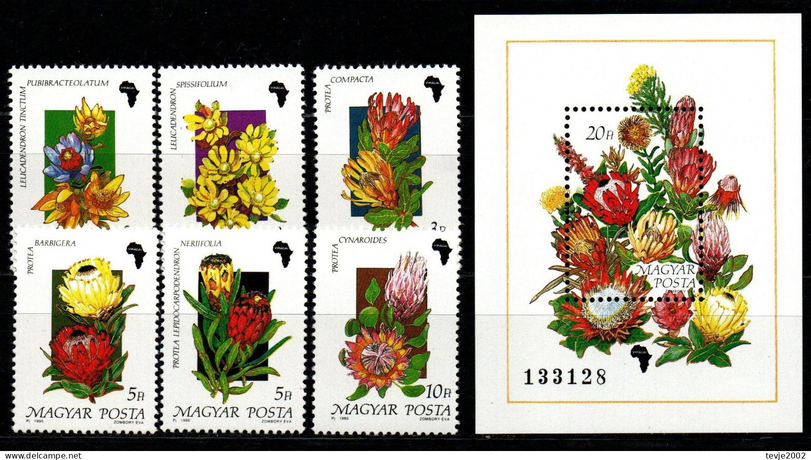 Ungarn 1990 - Mi.Nr. 4069 - 4074 A + Block 208 A - Postfrisch MNH - Blumen Flowers - Sonstige & Ohne Zuordnung