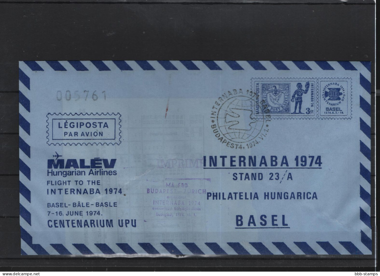 Schweiz Luftpost FFC Malev 4.4.1972 Budapest - Basel - Eerste Vluchten