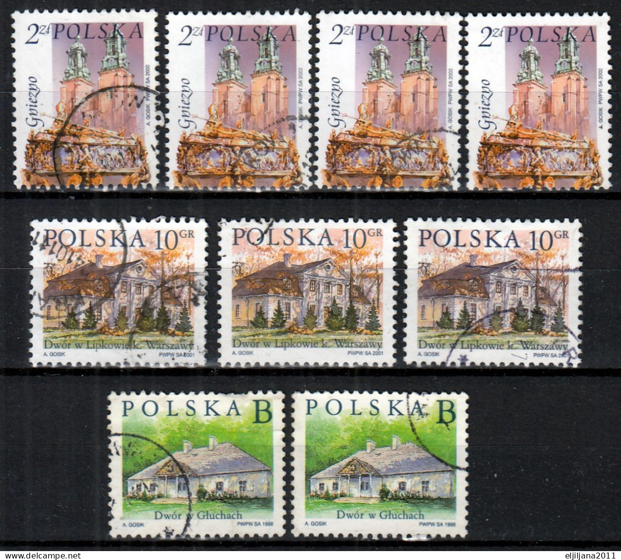 ⁕ Poland / Polska 1998 - 2005 ⁕ Castles - Cities Mi.3693,3882,3890,4199,4212 ⁕ 19v Used - Gebruikt