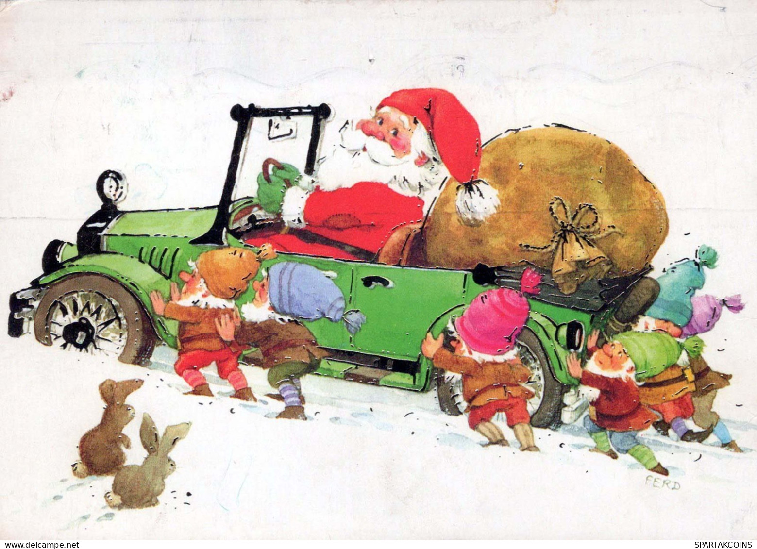 PAPÁ NOEL Feliz Año Navidad Vintage Tarjeta Postal CPSM #PBB115.ES - Kerstman