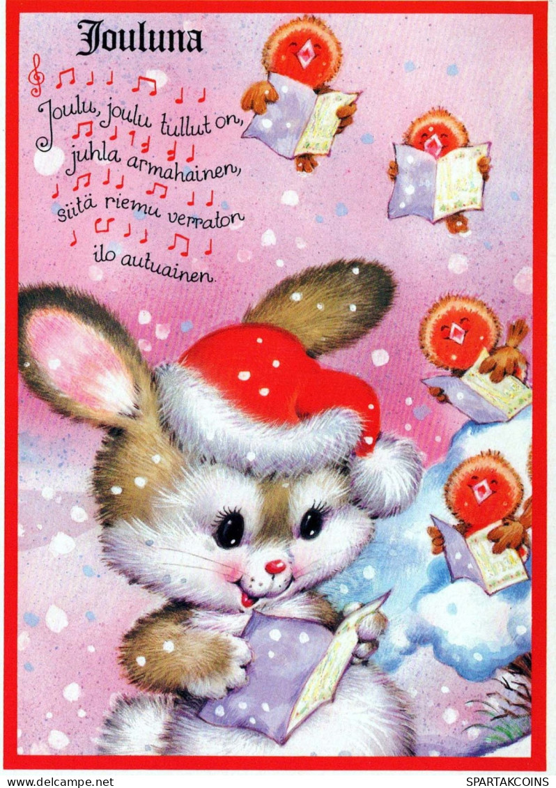 Happy New Year Christmas RABBIT Vintage Postcard CPSM #PAV071.GB - Año Nuevo