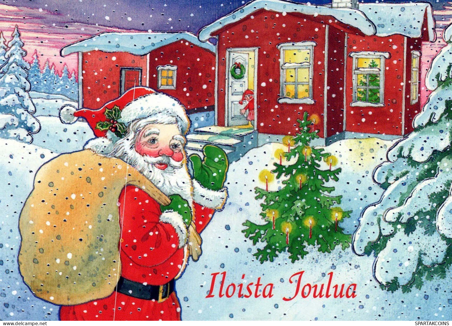 BABBO NATALE Buon Anno Natale Vintage Cartolina CPSM #PBL497.IT - Santa Claus