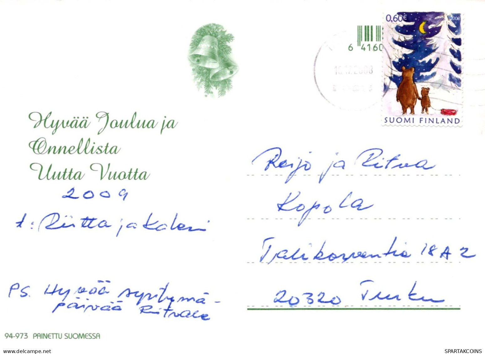 Buon Anno Natale BELL Vintage Cartolina CPSM #PAT265.IT - Nieuwjaar