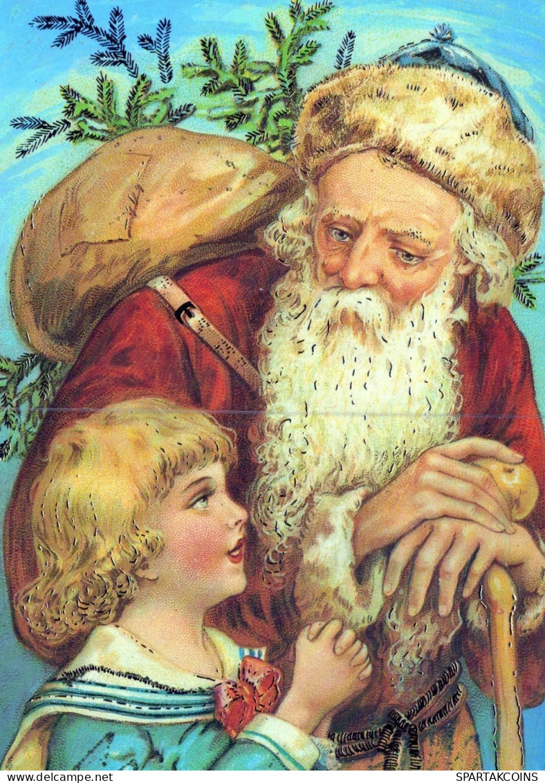 BABBO NATALE BAMBINO Natale Vintage Cartolina CPSM #PAK919.IT - Santa Claus