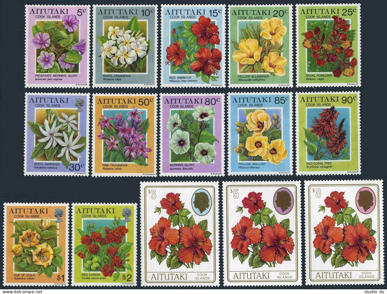 Aitutaki 489-503,MNH.Michel  716-727,730-731. Hibiscus,1994-1997. - Aitutaki