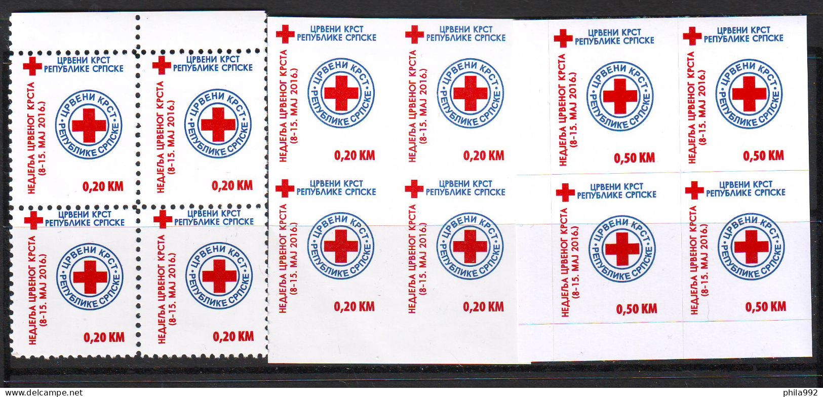 Bosnia:Republika Srpska 2016  Charity Stamp Red Cross  Mi.No.38 A+B+0.50 Self Adhesive Block Of 4 MNH - Bosnia And Herzegovina