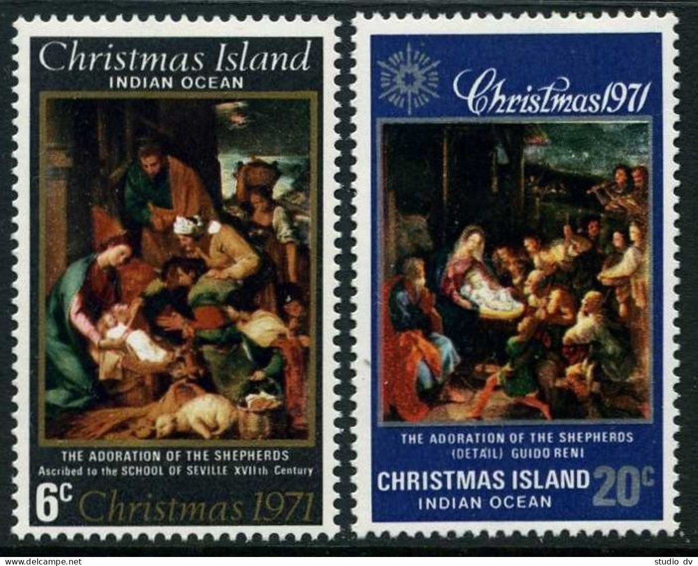 Christmas Isl 37-38, MNH. Mi 37-38.Christmas 1971. Sevilla School, By Guido Reni - Christmas Island