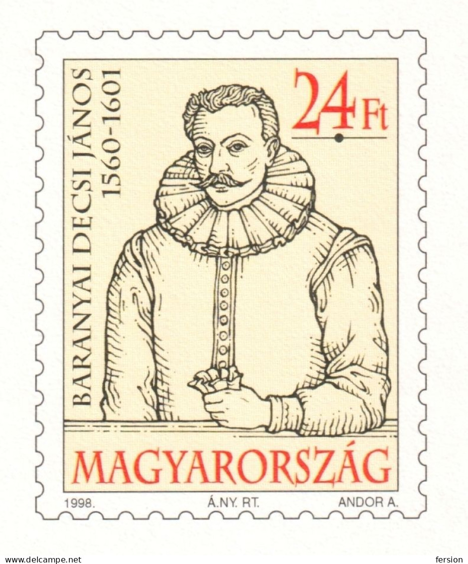 János Baranyai Decsi /  Renaissance Writer Transylvania / STATIONERY POSTCARD - 1996 HUNGARY - Book Codex - Postal Stationery