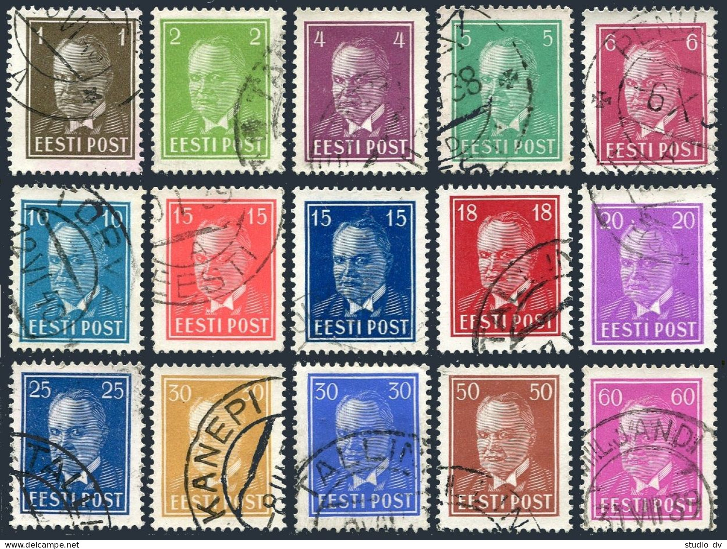 Estonia 117/133 15 Stamps,used.Mi 113/158. President Konstantin Pats,1936-1940. - Estonie