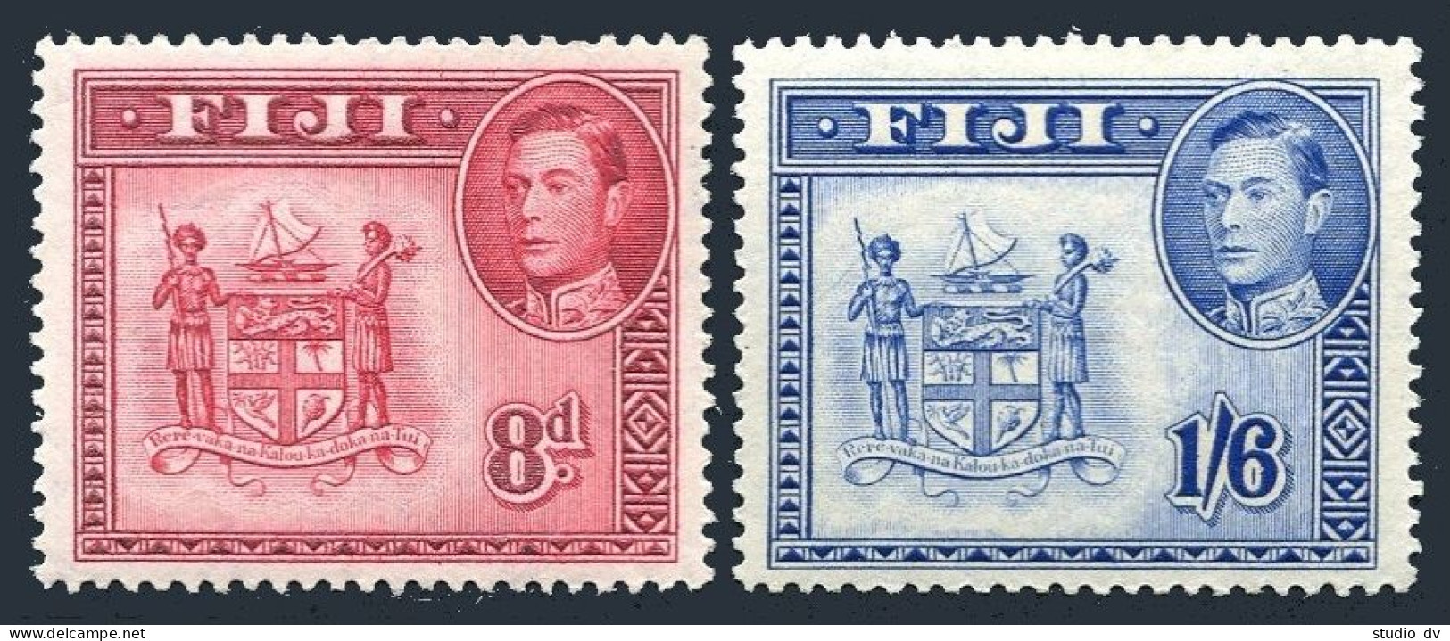 Fiji 126, 128A, Hinged. Michel 102A,105A. King George VI,1948,1950.Arms. - Fidji (1970-...)