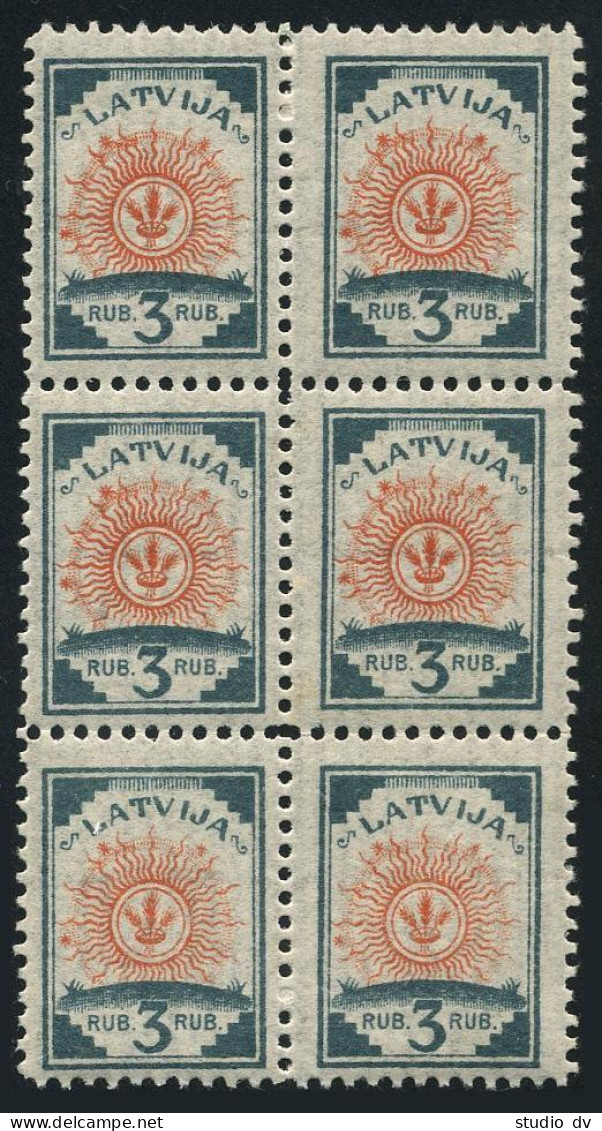 Latvia 57 Laid Paper Block/6,MNH.Michel 30-31a. Arms 1919. - Lettonie