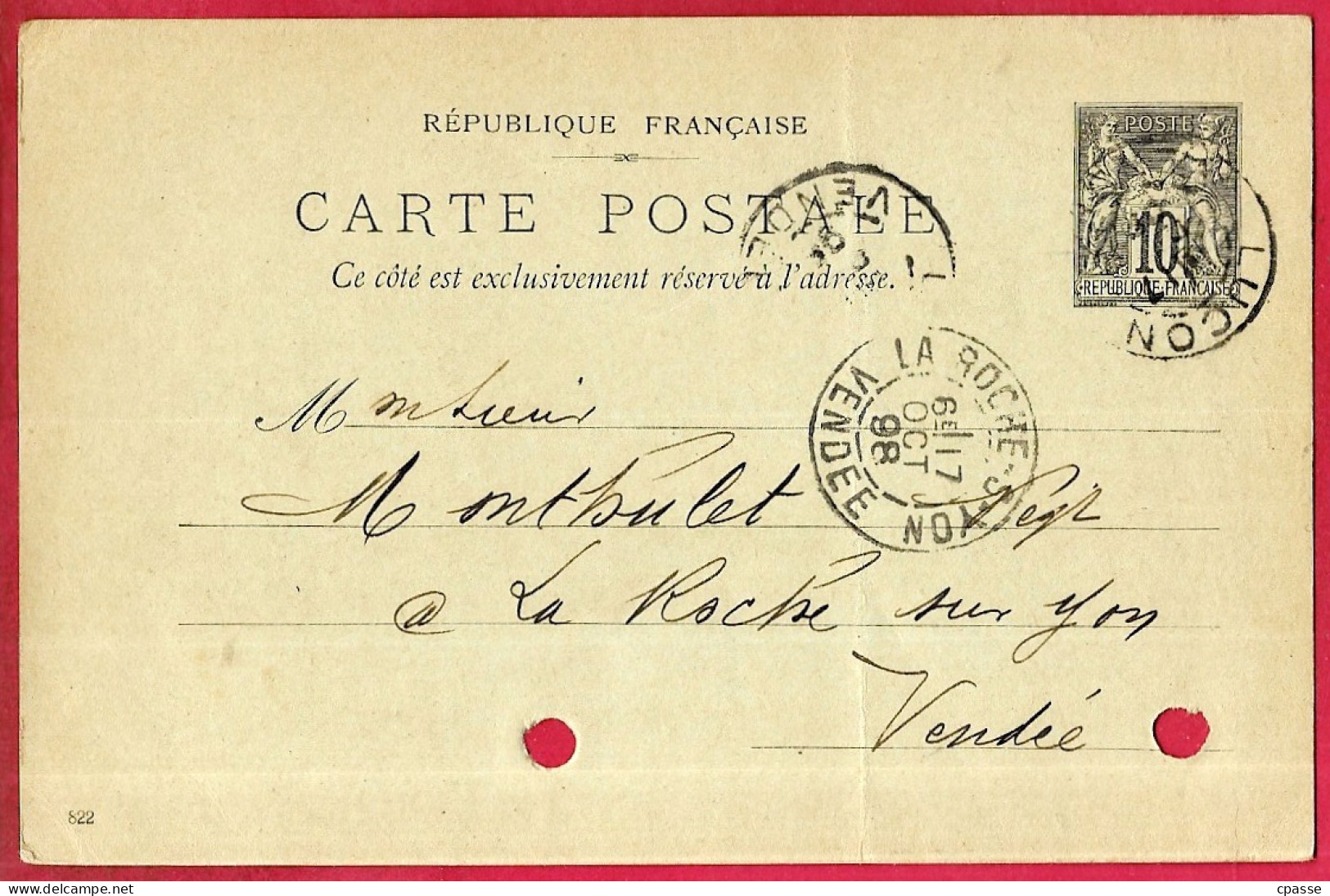 1898 CPA Entier Postal Commercial,M. MERCIER 85 LUCON à M. MONTHULET La Roche-sur-Yon Vendée, Agriculture Toiles Grains - Lucon