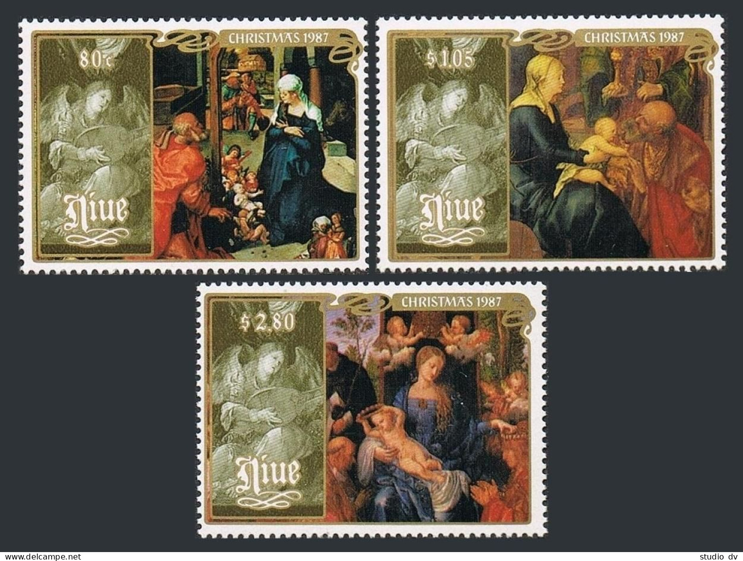 Niue 548-550, MNH. Michel 719-721. Christmas 1987. Paintings By Albrecht Durer. - Niue