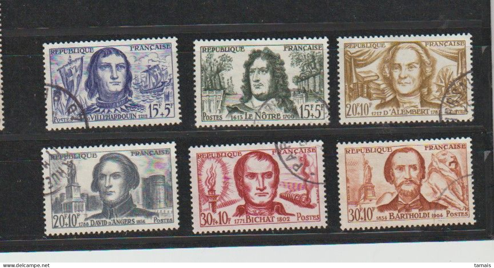 1959 N°1207 à 1212 Célébrités Série Bartholdi Oblitérés (lot 857) - Usados