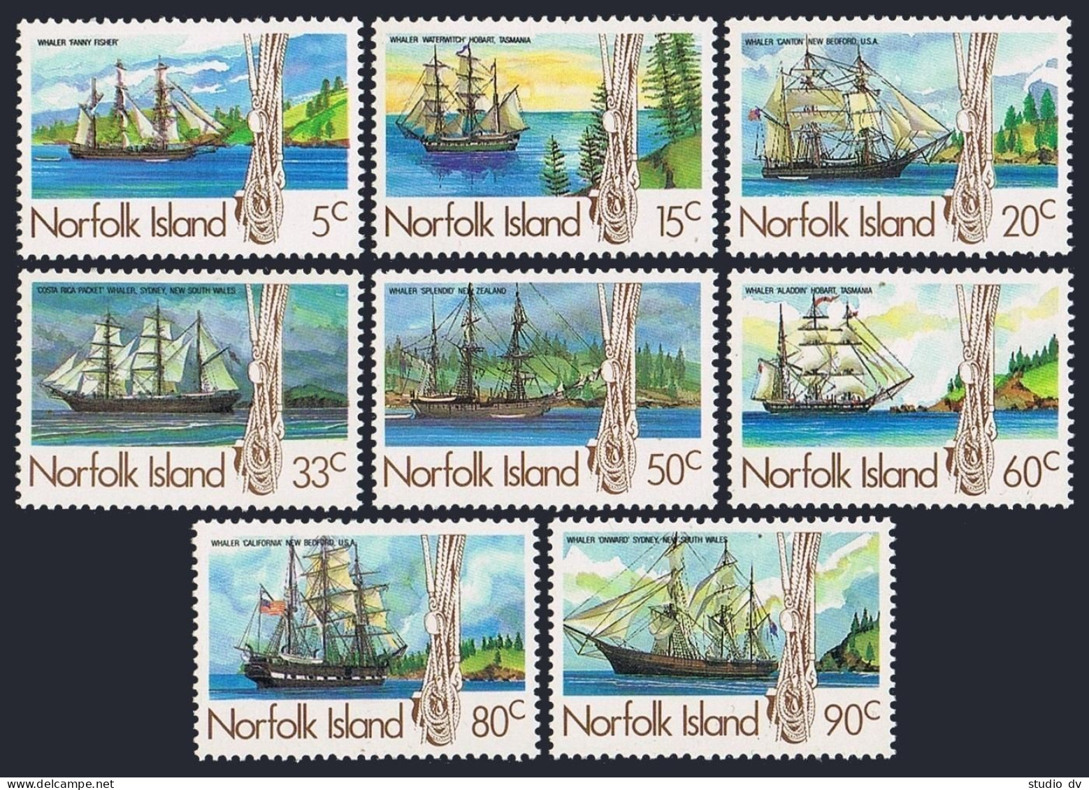 Norfolk 356-363, MNH. Michel 356-363. Whaling Ships 1985. - Ile Norfolk