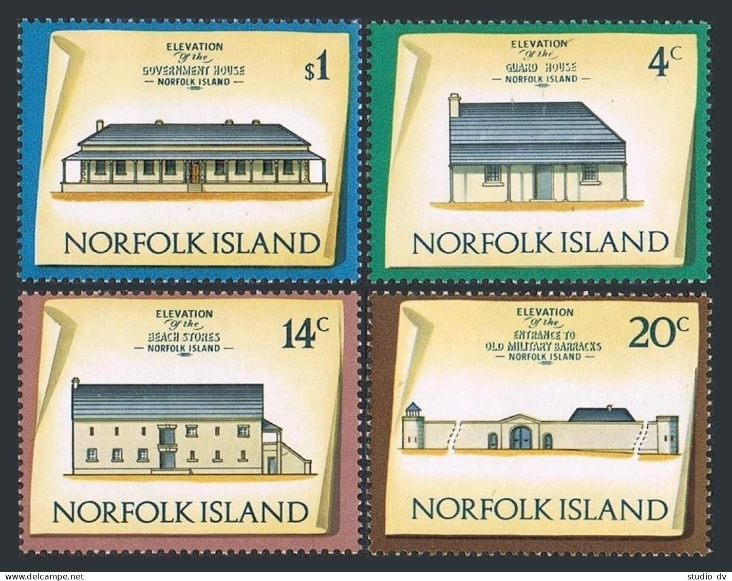 Norfolk 159/165/167/171, MNH. Architecture, Set Issued 07.12.1974. - Norfolk Island