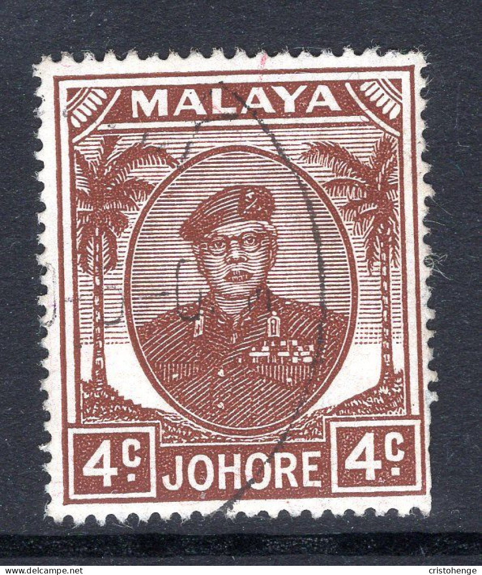 Malaysian States - Johore - 1949 Sultan Sir Ibrahim - 4c Brown Used (SG 136) - Johore