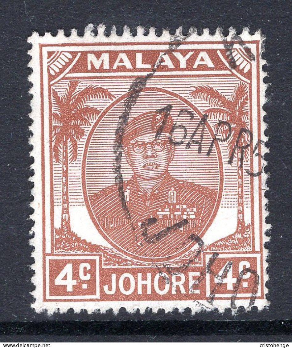 Malaysian States - Johore - 1949 Sultan Sir Ibrahim - 4c Brown Used (SG 136) - Johore