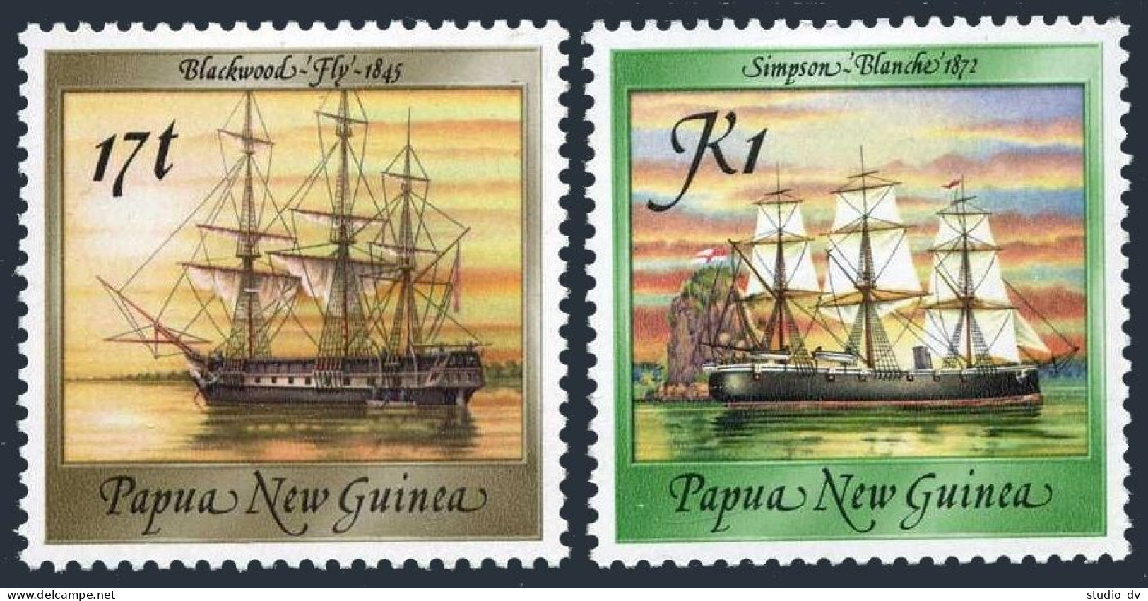 Papua New Guinea 667,675 Set 3,MNH.Michel 565-566. Sailing Ships,03.01.1988. - Papoea-Nieuw-Guinea