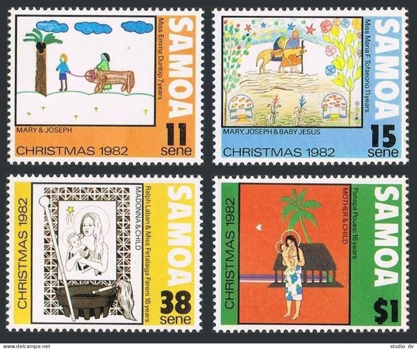 Samoa 583-586, Hinged, MNH. Michel 490-493. Christmas 1982. Children's Drawings. - Samoa (Staat)