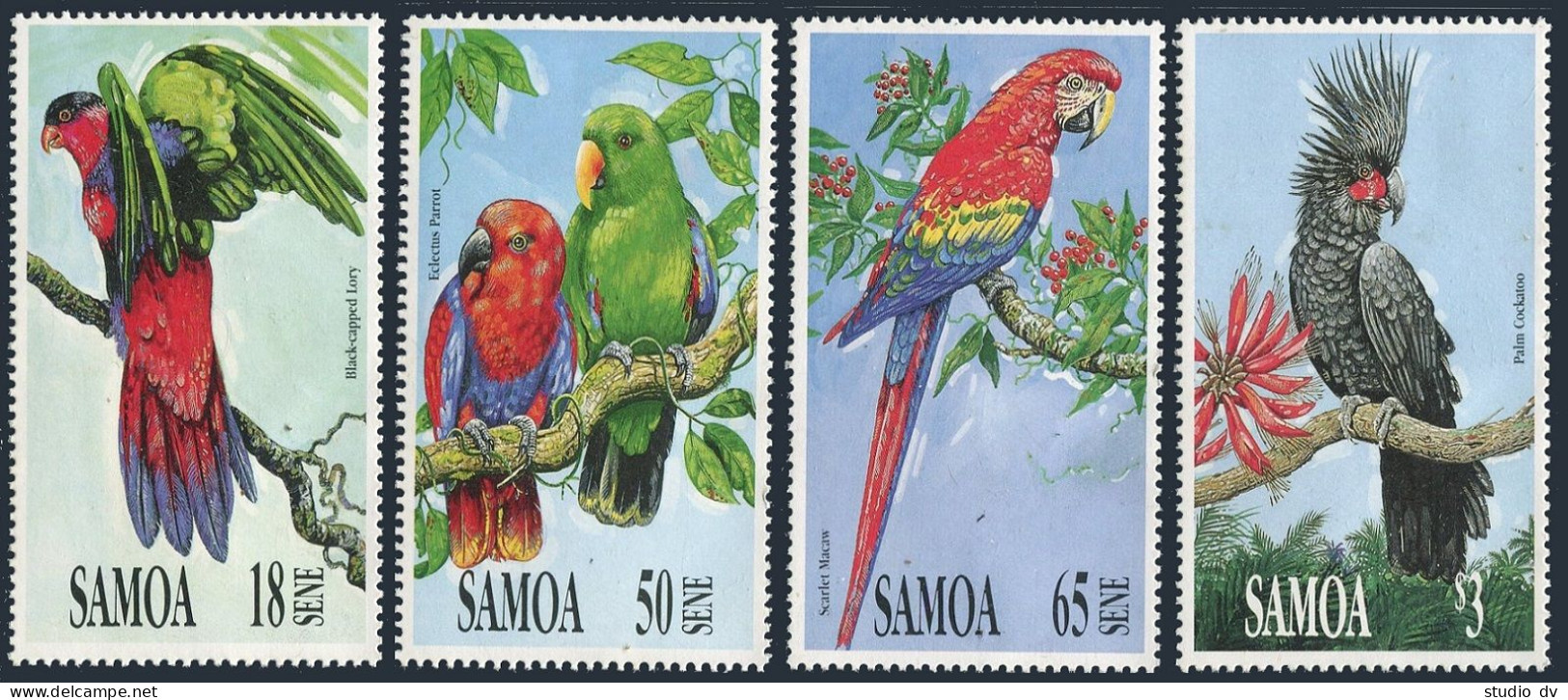 Samoa 786-789, MNH. Mi 713-716. Parrots 1991. Lory, Eclectus, Macaw, Cockatoo. - Samoa