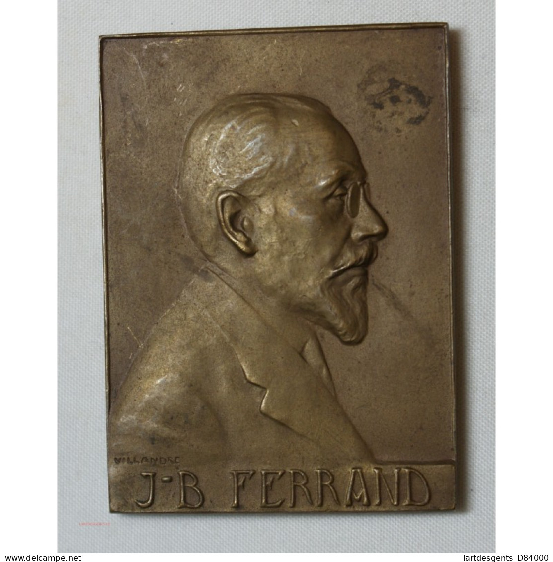 Médaille Plaque J.B. FERRAND Médecin Hopital St Joseph 1912-36 Par VILLANDRE - Professionali / Di Società