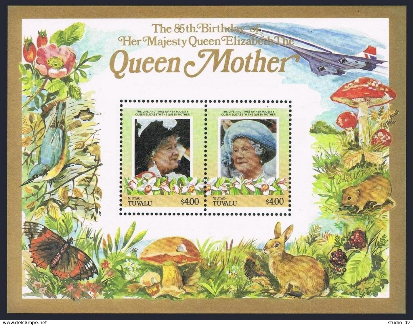 Tuvalu Niutao 42-43,MNH.Michel Bl.2-3. Queen Mother,85th Birthday,1985.Fauna. - Tuvalu