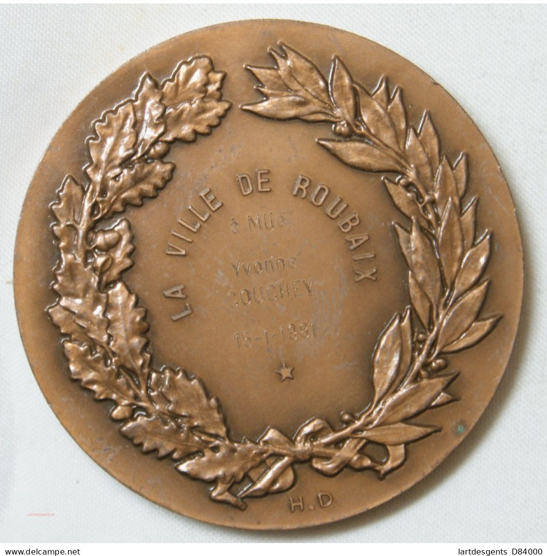 Médaille Bronze Ville De ROUBAIX Par H.D - Professionali / Di Società