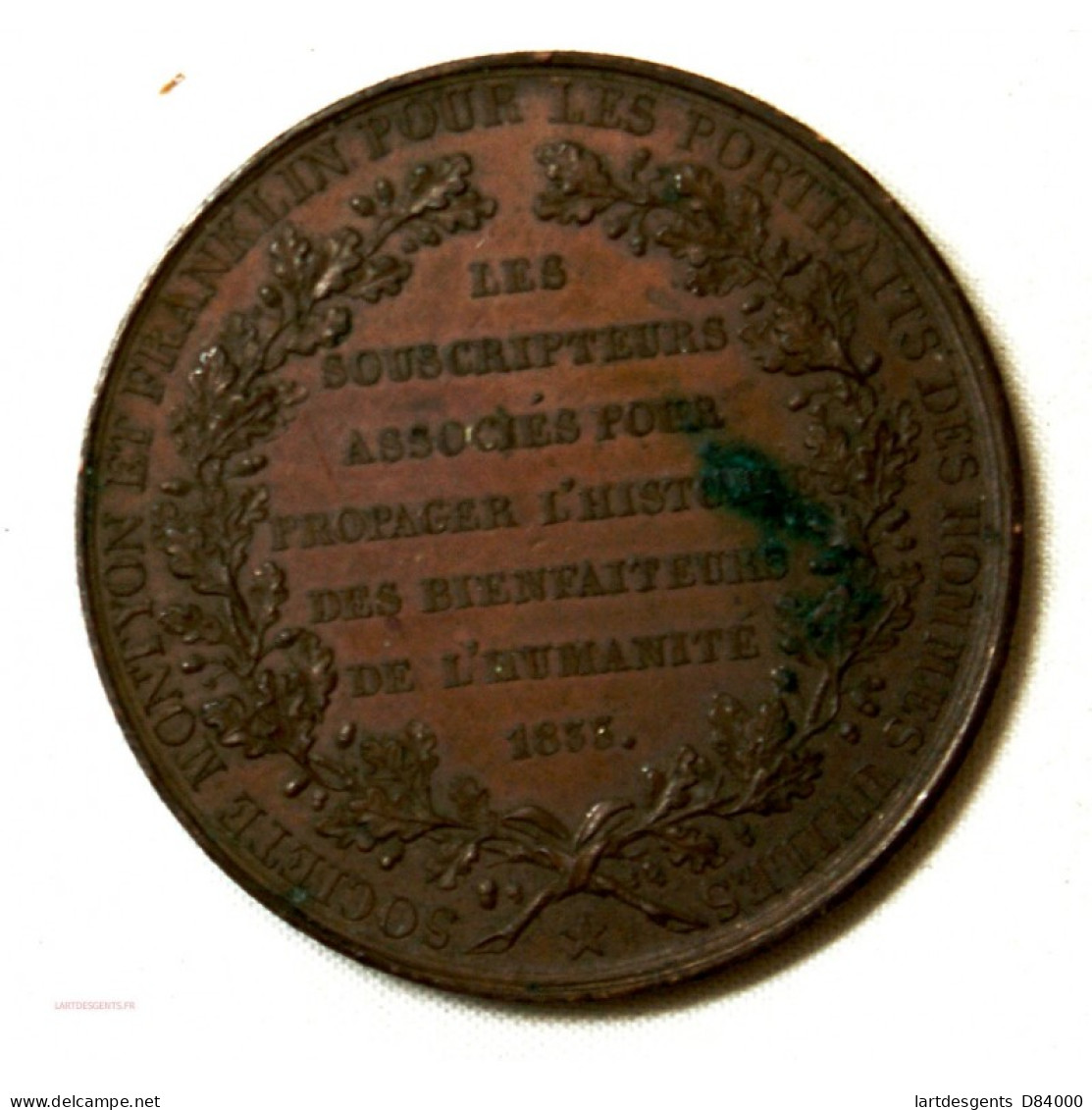 MEDAILLE De Franc-maçon FRANKLIN & MONTYON 1833 - Professionali / Di Società