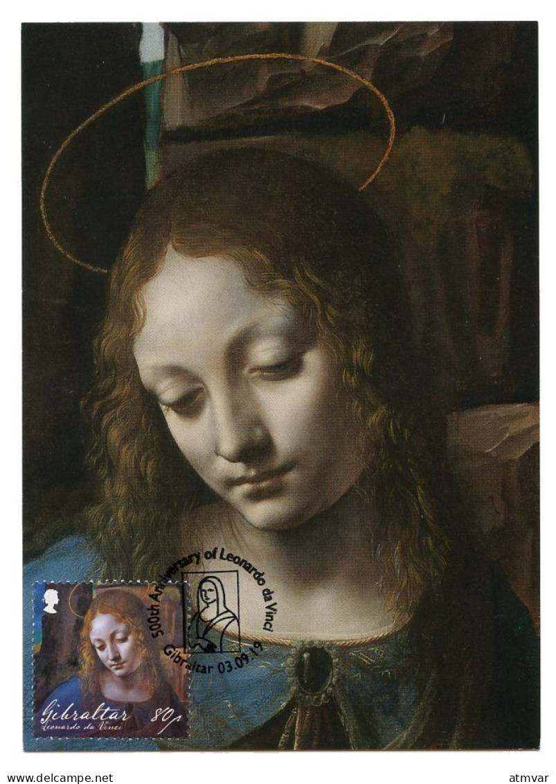 GIBRALTAR (2019). 500th Anniversary Leonardo Da Vinci - Carte Maximum Card - The Virgin Of The Rocks - Gibraltar