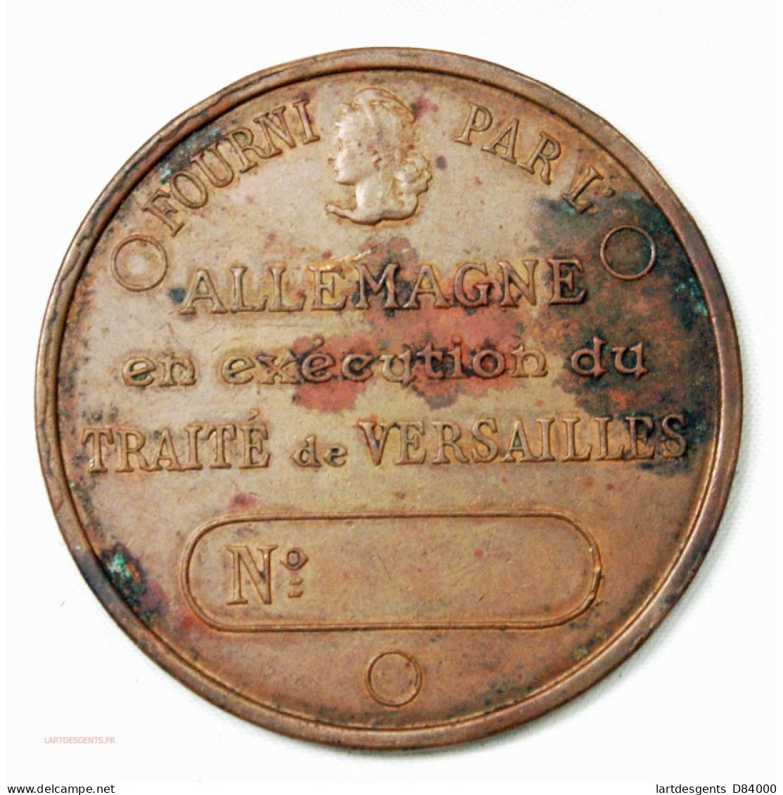 Médaille, Fourni Par L'Allemagne En Exécution Du Traité De Versailles - Profesionales/De Sociedad