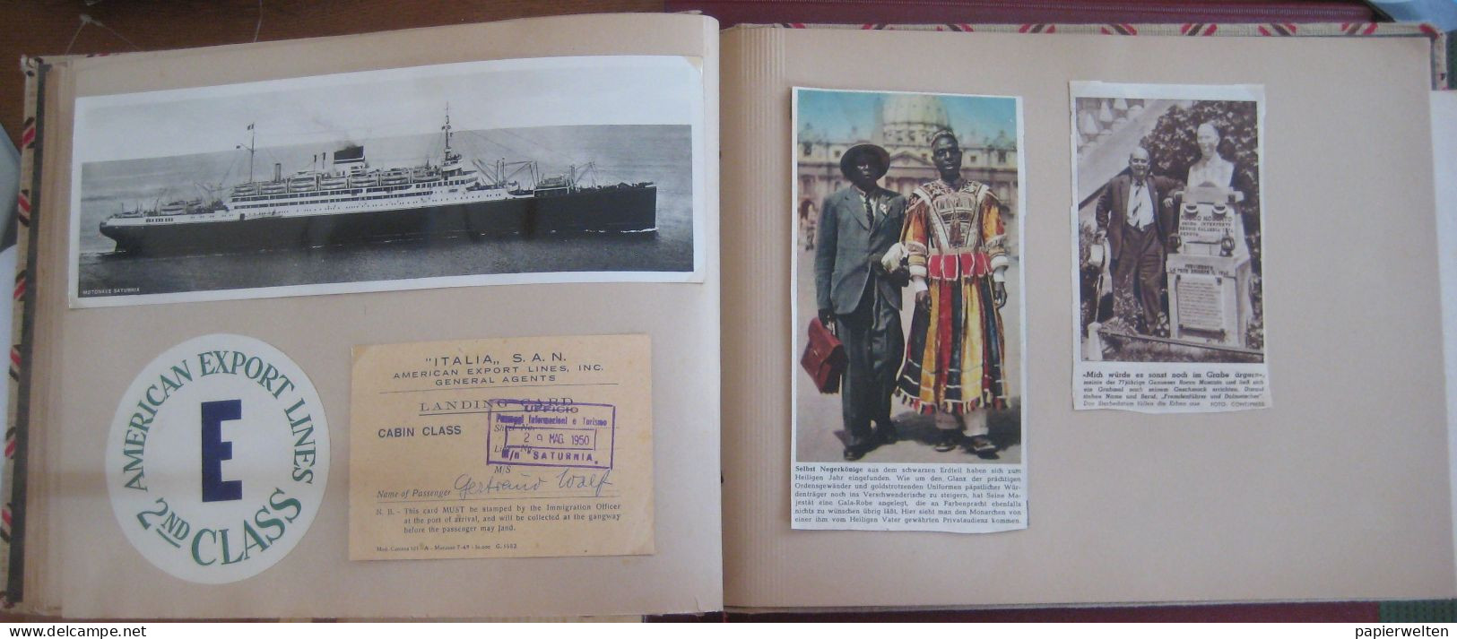 Fotoalbum "Italienreise 1950" (Venezia, Firenze, Roma, Napoli, Pompej, Capri, Genova, Milano, Cannes) Papstaudienz