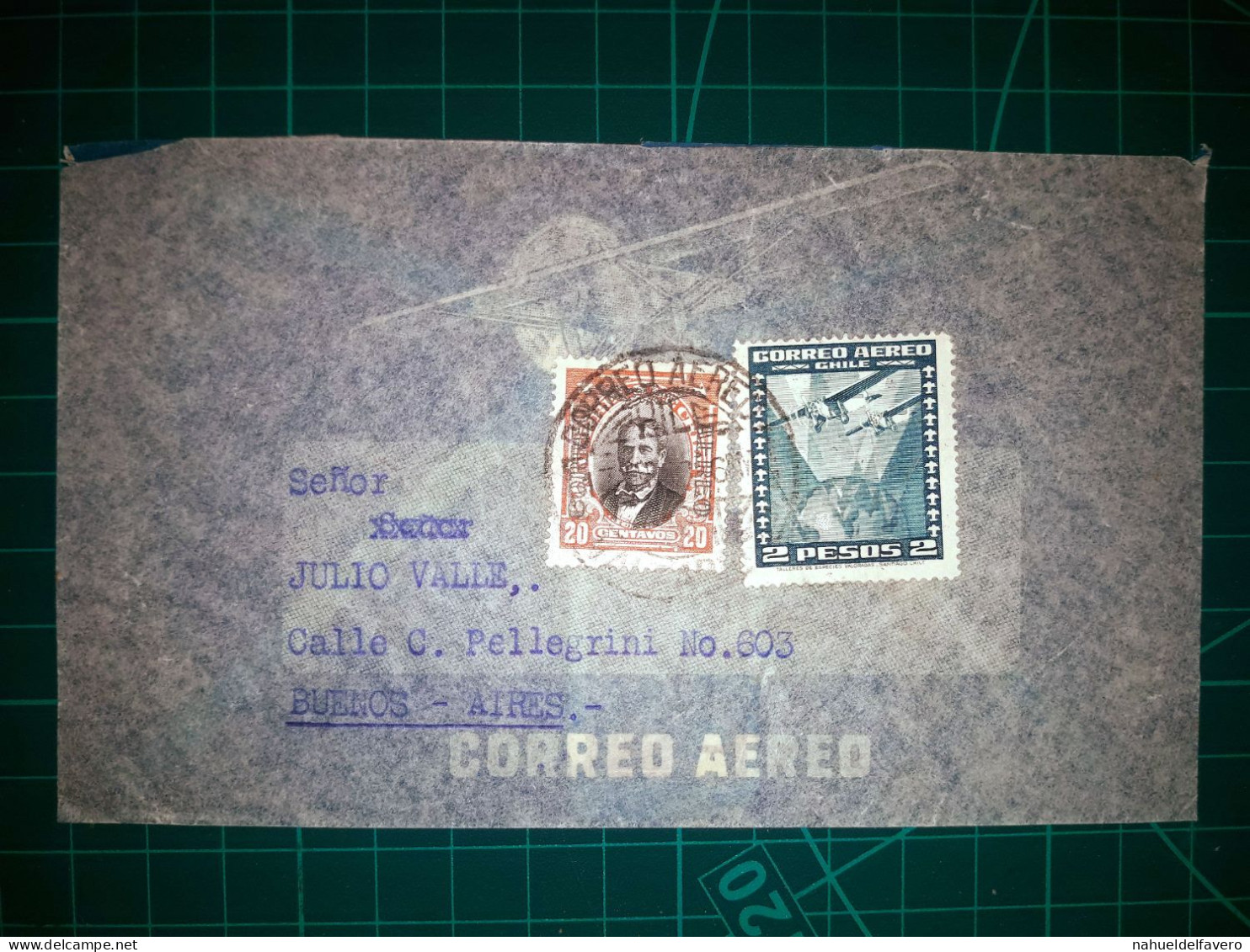 CHILI, Enveloppe Aereo A Circulé à Buenos Aires, En Argentine, Avec Une Variété Colorée De Timbres-poste. Année 1938. - Chili
