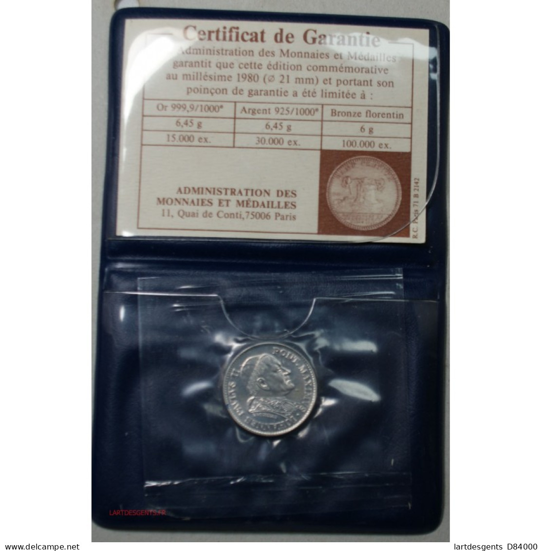 Médaille Argent Scellée Du Pape Jean Paul II Avec Certificat De Garantie - Professionnels/De Société