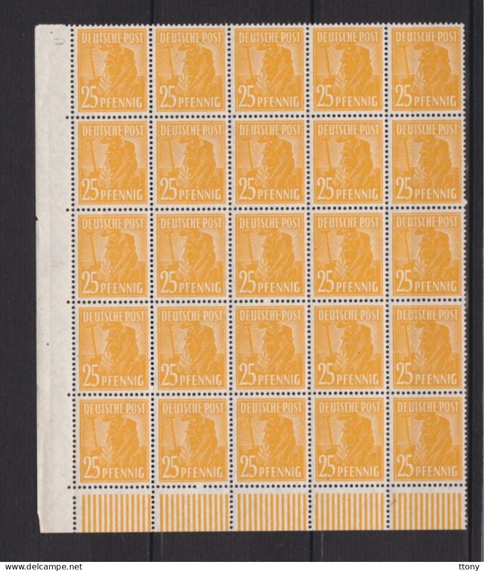 Un Bloc  25  Timbres  25 Pf   DZ  N°  952   **   Allemagne   Occupation Alliée   Zone Interalliée AAS   Deutsche Post - Postfris