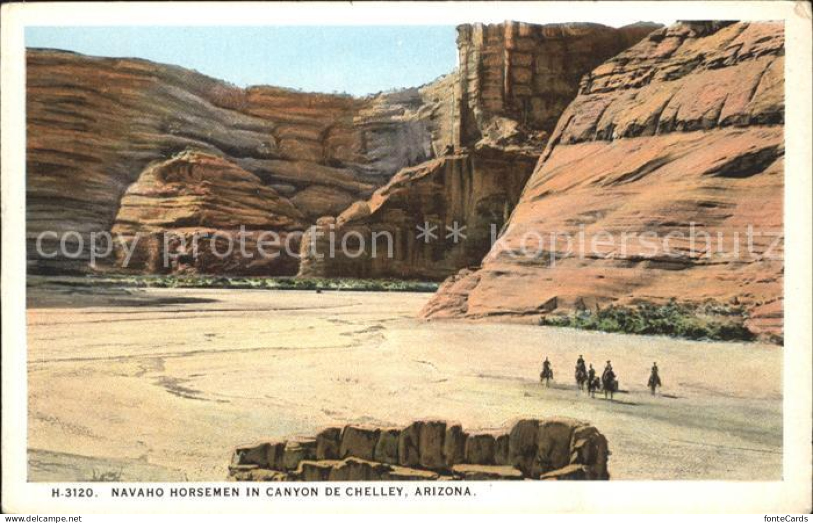 71911320 Arizona_US-State Navaho Horsemen In Canyon De Chelley - Sonstige & Ohne Zuordnung