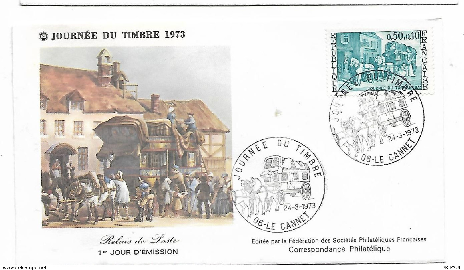 FRANCE / ENVELOPPE FDC 1973 - LE CANNET - Gebruikt